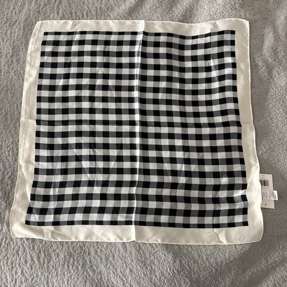 H by Halston Checkered Bandana, One Size, Black/White - Picture 4 of 6
